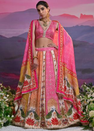 Multicolored Printed Lehenga Choli In Viscose