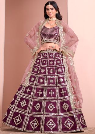 Purple Sequins Work Art Silk Lehenga Choli