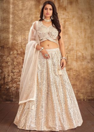 Nude Pink Embellished Lehenga Choli & Dupatta