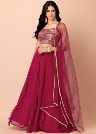 Pink Embroidered Lehenga Choli In Georgette