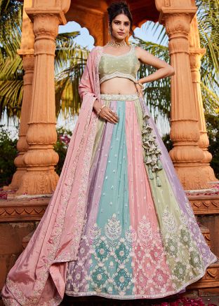 Multicolored Dori Embroidered Lehenga Choli