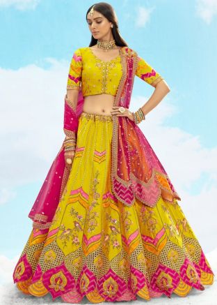 Yellow Embroidered Lehenga Choli
