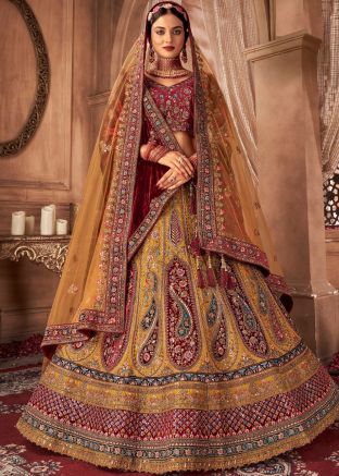 Yellow Embroidered Bridal Lehenga Choli