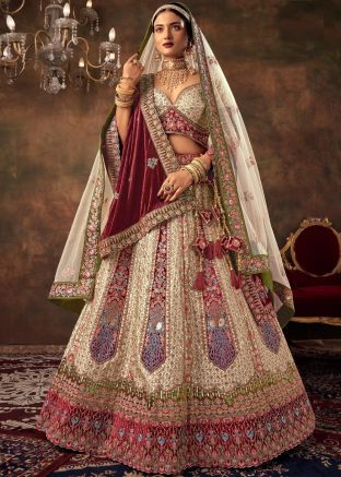 White Sequins Work Bridal Lehenga Choli
