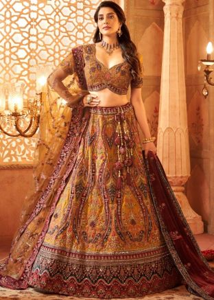 Yellow Embroidered Bridal Lehenga Choli