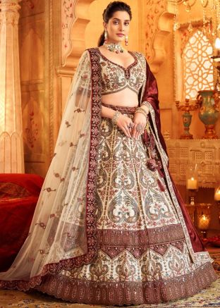 White Sequins Work Bridal Lehenga Choli