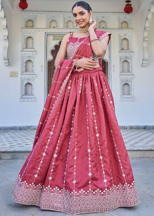 Pink Embroidered Silk Lehenga Choli