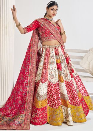 Multicolored Embroidered Bridal Lehenga Choli