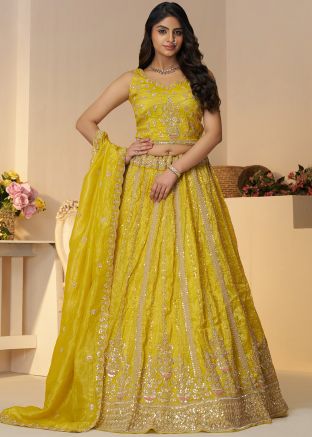 Yellow Dori Embroidered Lehenga Choli Set