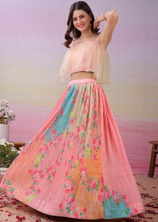 Multicolored Digital Print Lehenga Choli Set