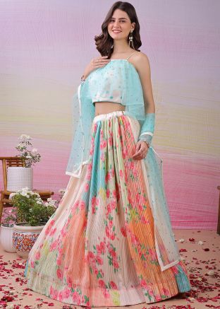 Multicolored Digital Print Lehenga Choli Set