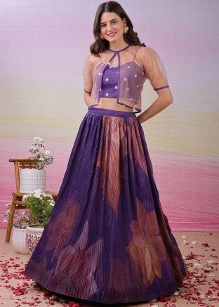 Purple Digital Print Jacket Style Lehenga Choli