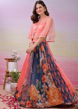 Multicolor Digital Print Lehenga Choli & Cape