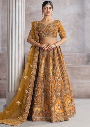 Yellow Embroidered Lehenga Choli