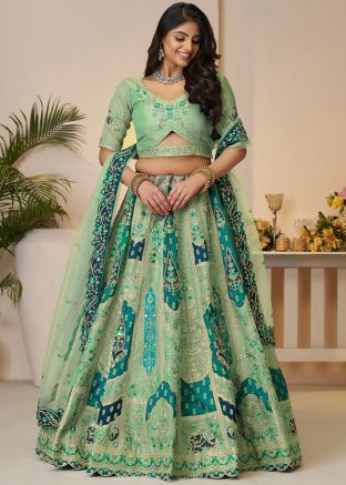 Green Embroidered Lehenga Choli