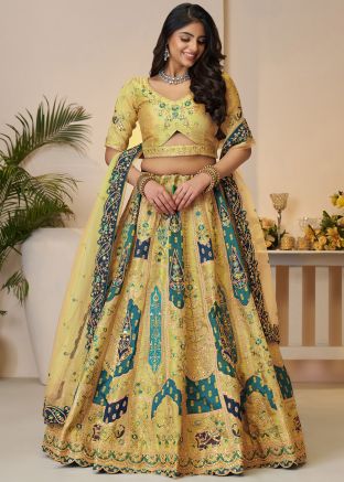 Golden Embroidered Lehenga Choli