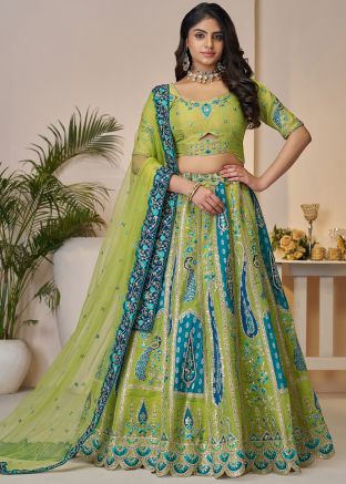 Green Embroidered Lehenga Choli