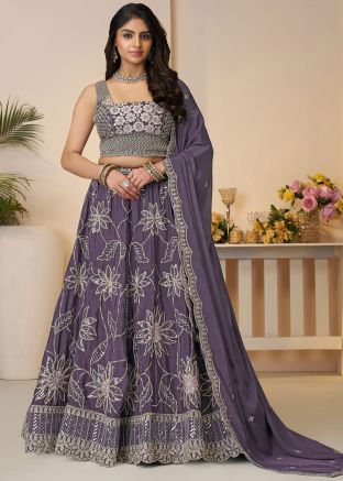 Purple Embroidered Lehenga Choli