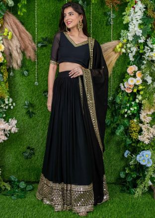 Black Embroidered Lehenga Choli