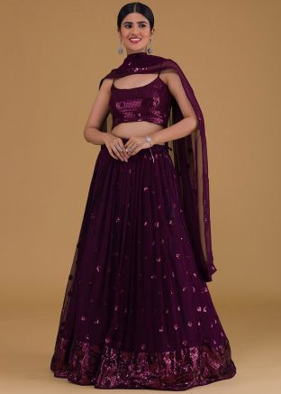 Purple Sequin Work Lehenga Choli