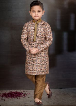 Multicolor Readymade Kids Printed Kurta & Pajama