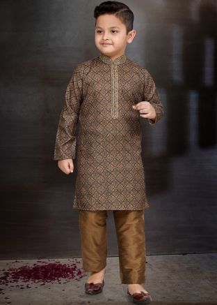 Readymade Multicolored Kids Printed Kurta With Pajama
