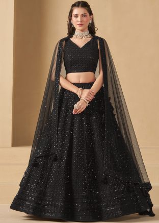 Black Embroidered Lehenga Choli