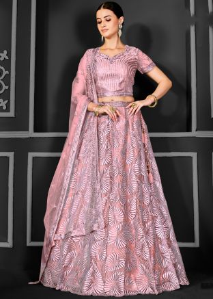 Pink Sequins Work Lehenga Choli