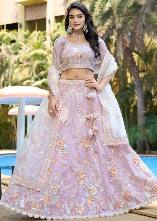 Light Pink Embroidered Lehenga Choli Set