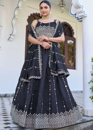 Black Embroidered Lehenga Choli