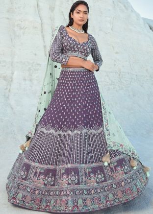 Purple Embroidered Lehenga Choli