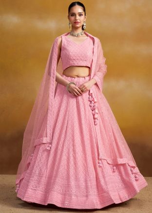 Pink Embroidered Lehenga Choli