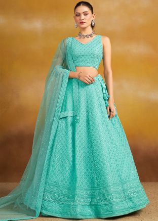 Blue Embroidered Lehenga Choli