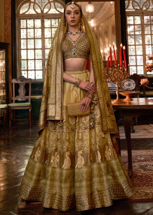 Olive Green Embellished Lehenga Choli Set
