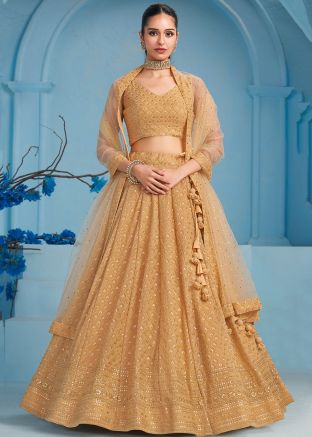 Brown Embroidered Lehenga Choli