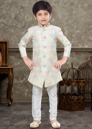 Multicolor Embroidered Kids Sherwani Set