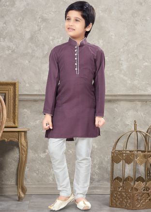 Purple Woven Kurta Pajama In Art Silk