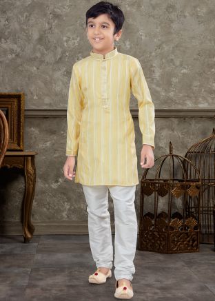 Yellow Kids Kurta Pajama In Cotton