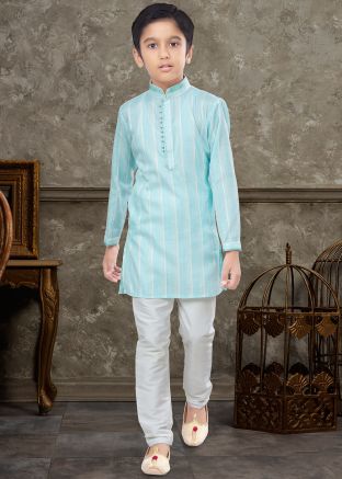 Blue Printed Kurta Pajama