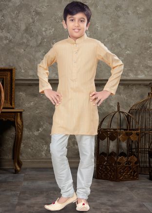 Yellow Kids Kurta Pajama In Cotton
