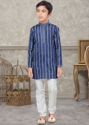Blue Printed Kurta Pajama