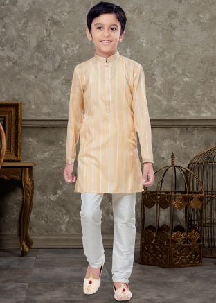 Yellow Kids Kurta Pajama In Cotton