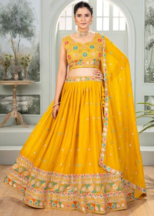 Yellow Embroidered Lehenga Choli
