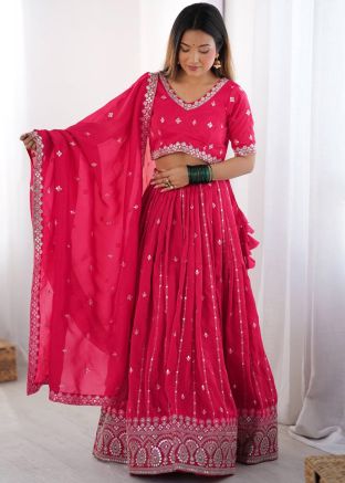 Pink Embroidered Lehenga Choli