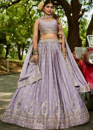 Purple Dori Embroidered Lehenga Choli Set