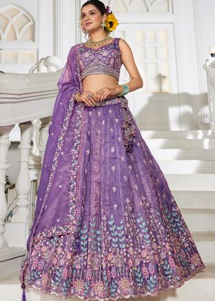 Purple Thread Embroidered Lehenga Choli