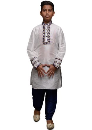 Kids Readymade Grey Patch Work Kurta Pajama