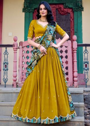Yellow Embroidered Lehenga Choli