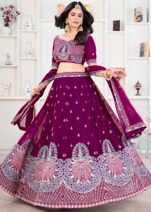 Purple Embroidered Lehenga Choli