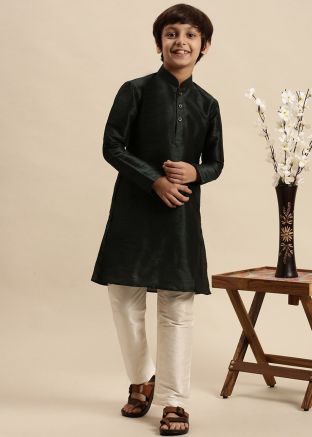 Black Readymade Kids Kurta Pajama